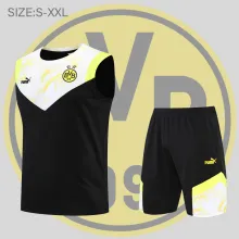 22-23 Borussia Dortmund Vest Training Suit Kit Black And White 1:1 Quality Training Jersey