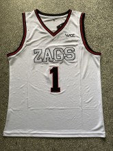 NCAA University of Gonzaga #1 white university Jersey 1:1 Quality