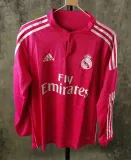 2014-2015 Retro Real Madrid Home Long Sleeve Pink 1:1 Quality Soccer Jersey