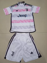 23-24 Juventus Away Kids Soccer Jersey