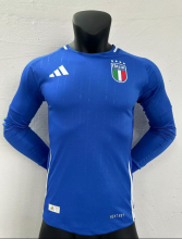 2024 Italy Home Long sleeve Blue Player Version 1:1 Quality Soccer Jersey