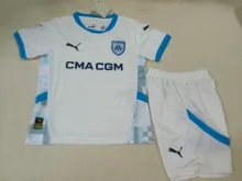 24-25  Marseille Home  Kids Kits Soccer Jersey