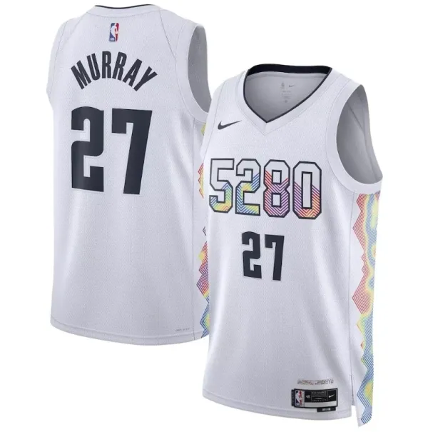24 Nuggets MURRAY #27  White City Edition 1:1 Quality NBA Jersey