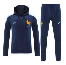 24-25  France Hooded Long Sleeved Blue Training Suit