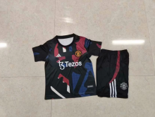25-26   Manchester United Pre Match Uniform  Kids Kits 1:1 Soccer Jersey