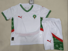 25-26  Morocco Away  White  Kids  Kits  1:1 Quality Soccer Jersey