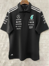 2025 F1 Mercedes Black POLO Short Sleeve Racing Suit 1:1 Quality F1 Jerseys