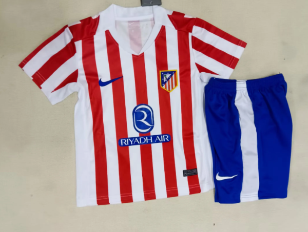 25-26  Atletico Madrid Home Kids  Kits  Soccer Jersey