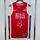 2024 Olympic Game USA CURRY # 4 Red Basketball Jersey
