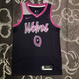 Timberwolves RUSSEL #0 Purple Black Top Quality Hot Pressing NBA Jersey