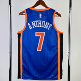23-34 KNICKS ANTHONY #7 Blue City Edition Top Quality Hot Pressing NBA Jersey