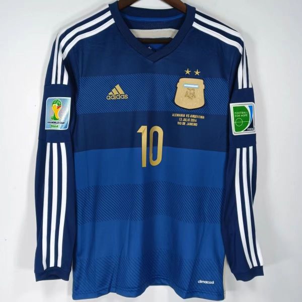 2014 Argentina Away Long Sleeve Retro Soccer Jersey