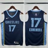 23-24 GRIZZLIES KAWAMURA #17 Dark Blue Top Quality Hot Pressing NBA Jersey