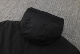 24-25 Man City Black Hooded Windbreaker Fabric Cotton Coat(绿彪标)