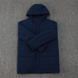 24-25 Man City Royal Blue Hooded Windbreaker Fabric Cotton Coat (白彪标)