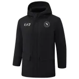 24-25 Napoli Black Hooded Windbreaker Fabric Cotton Coat