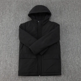 24-25 Man City Black Hooded Windbreaker Fabric Cotton Coat(绿彪标)