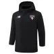 24-25 Sao Paulo Black Hooded Windbreaker Fabric Cotton Coat