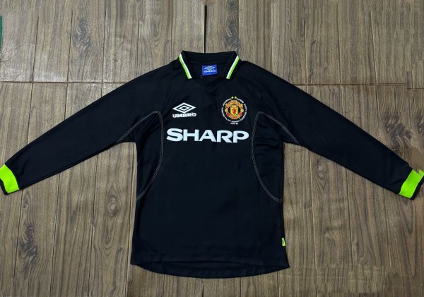 1998-1999 Man Utd Third UCL Edition Long Sleeve Retro Soccer Jersey