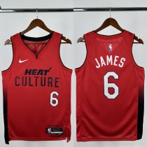 24-25 HEAT JAMES #6 Red City Edition Top Quality Hot Pressing NBA Jersey (V领）