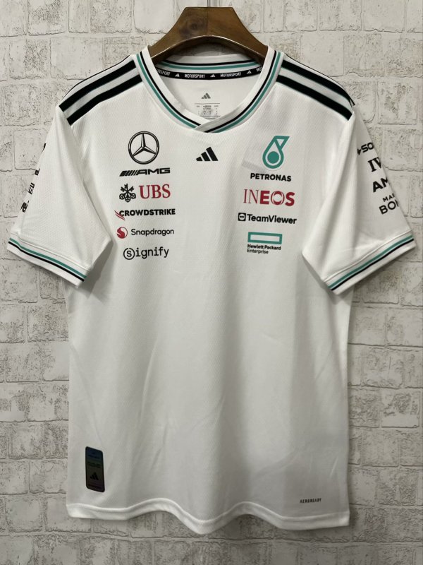2025 F1 Benz New Pattern Short Sleeve Racing Suit