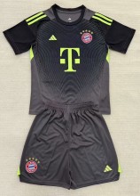 25-26 Bayern Grey Black Goalkeeper Kids Soccer Jersey