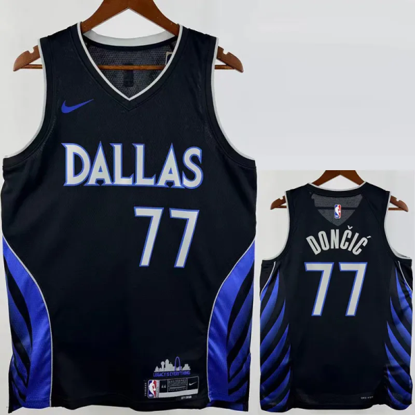 25-26 Dallas Mavericks DONCIC #77 Black City Edition Top Quality Hot Pressing NBA Jersey(V领)