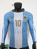 26-27 Argentina Messi Farewell Match Signature Version Long Sleeve Player Version Soccer Jersey*长袖球员