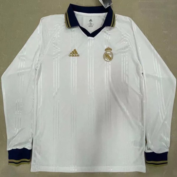 RMA White Long Sleeve Retro Soccer Jersey
