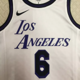 22-23 LAKERS JAMES #6 White City Edition Top Quality Hot Pressing NBA Jersey