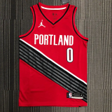 Trail Blazers LILLARD #0 Jordan Red Top Quality Hot Pressing NBA Jersey