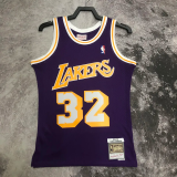 1984-85 LAKERS JOHNSON #32 Purple Retro Top Quality Hot Pressing NBA Jersey(圆领）