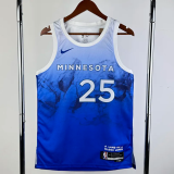23-24 Timberwolves ROSE #25 Blue City Edition Top Quality Hot Pressing NBA Jersey
