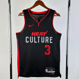 23-24 HEAT WADE #3 Black City Edition Top Quality Hot Pressing NBA Jersey (V领）