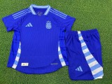 2024 Argentina Away Player Version Kids Soccer Jersey