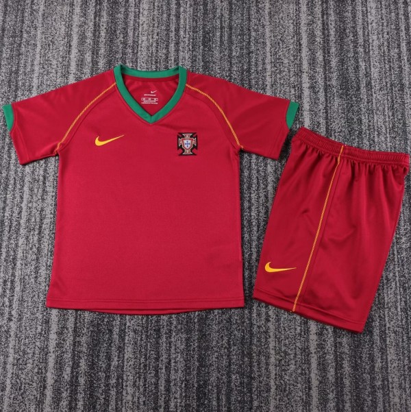 2006 Portugal Home Retro Kids Soccer Jersey
