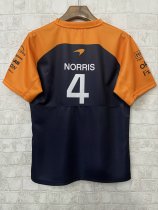 2025  F1 McLaren New Pattern Short Sleeve Racing Suit（圆领，胸前宝蓝，背后4号）