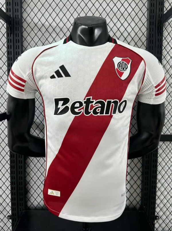 25-26 River Plate Home Player Version Soccer Jersey*带广告