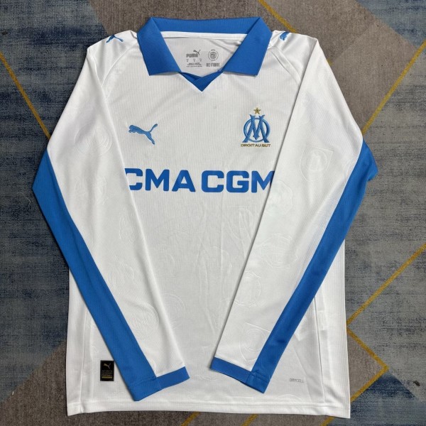 25-26 Marseille Home Long Sleeve Soccer Jersey 1:1 Thai Quality (长袖)