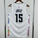 24-25 Nuggets JOKIC #15 White City Edition Top Quality Hot Pressing NBA