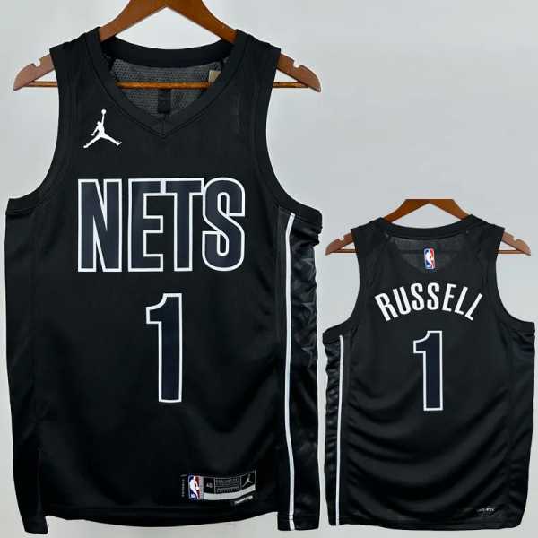 22-23 NETS RUSSELL #1 Black Top Quality Hot Pressing NBA Jersey (Trapeze Edition) 飞人版