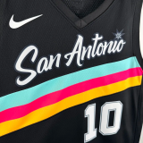 25-26 SA Spurs SOCHAN #10 Black City Edition Top Quality Hot Pressing NBA Jersey (V领）