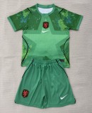 2026 NetherIands Green GoalKeeper Kids Soccer Jersey