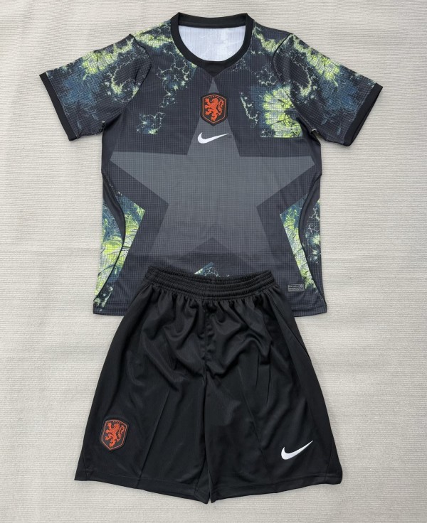 2026 NetherIands Black GoalKeeper Kids Soccer Jersey