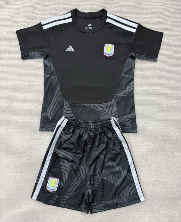 26-27 Aston Villa Black GoalKeeper Kids Soccer Jersey