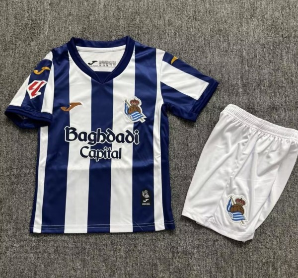 26-27 Real Sociedad Home Kids Soccer Jersey
