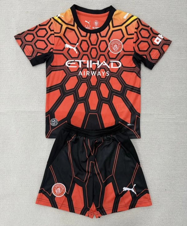 26-27 Man City Orange Goalkeeper Kids Soccer Jersey