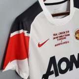 2010-2011 Man Utd UCL Version Away White Retro Soccer Jersey(胸前决赛字)