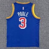 Warriors POOLE #3 Blue 75th Anniversary Retro NBA Jersey