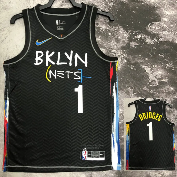 NETS BRIDGES #1 Black Top Quality Hot Pressing NBA Jersey